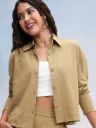 VIROX Women Regular Fit Self Design Cut Away Collar Casual Shirt