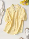 VIROX Women Regular Fit Striped Mandarin Collar Casual Shirt