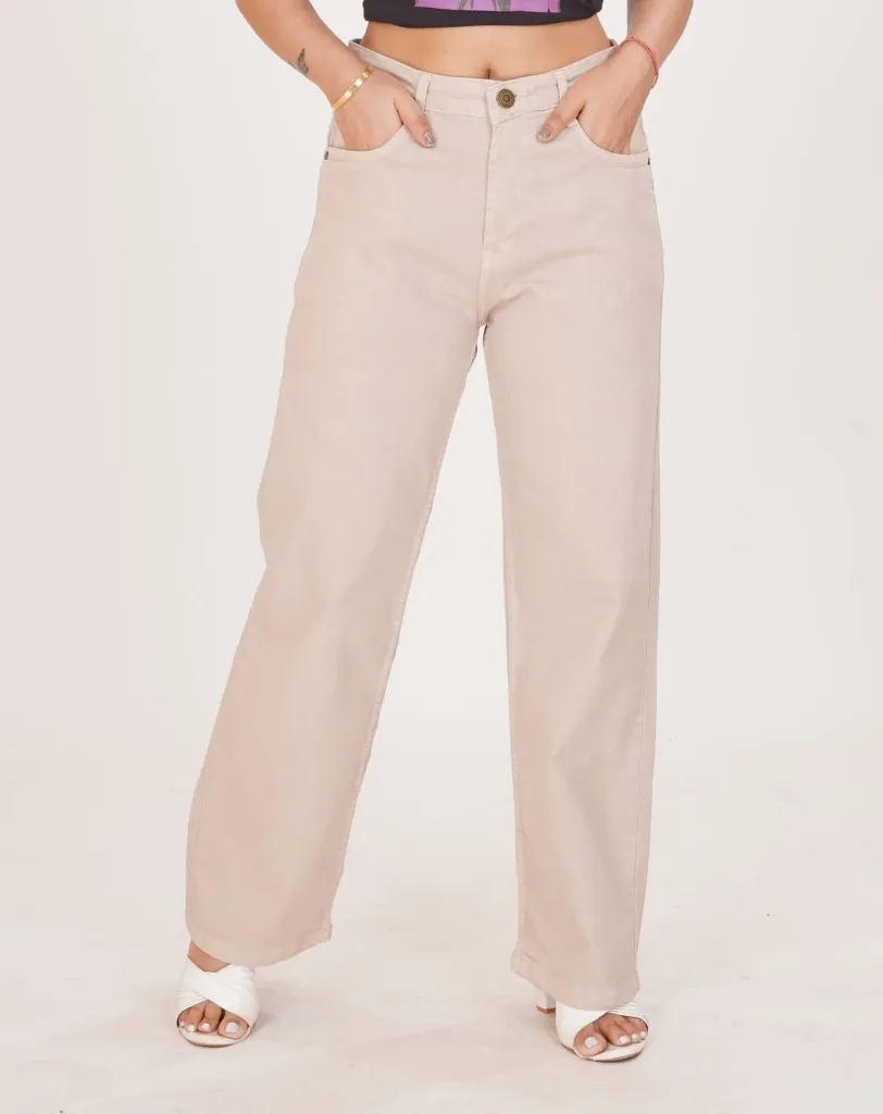 VIROX  Women Flared Mid Rise Beige Jeans