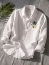 BE UNIQUE MENS Men Regular Fit Embroidered, Solid Spread Collar Casual Shirt